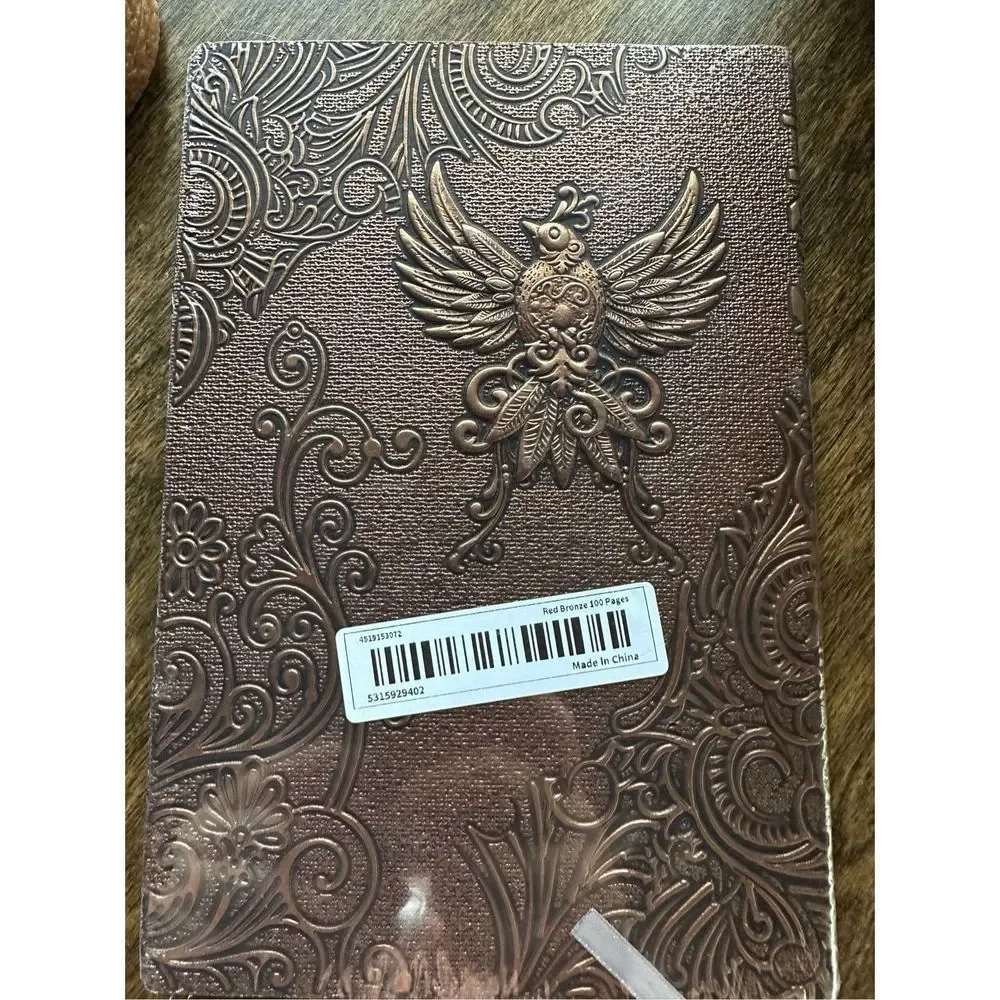 Necklace and journal / Vintage looking Phoenix bronze journal 100 pages